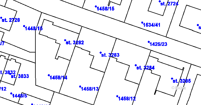 Parcela st. 3283 v KÚ Šumperk, Katastrální mapa