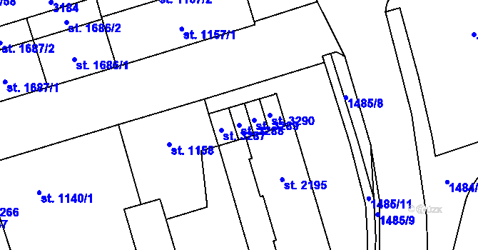 Parcela st. 3288 v KÚ Šumperk, Katastrální mapa