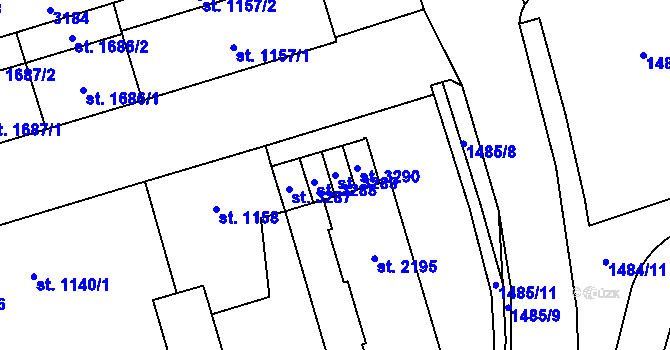 Parcela st. 3289 v KÚ Šumperk, Katastrální mapa