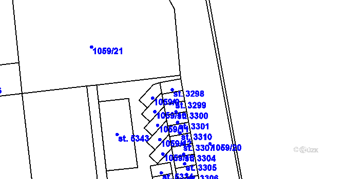 Parcela st. 3298 v KÚ Šumperk, Katastrální mapa