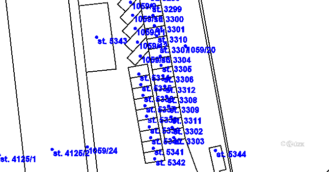 Parcela st. 3312 v KÚ Šumperk, Katastrální mapa