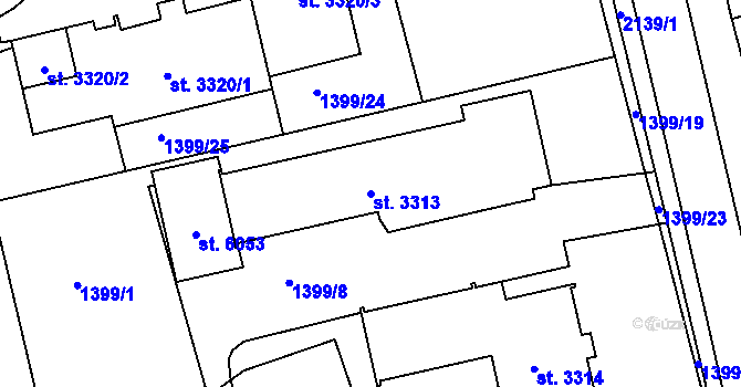 Parcela st. 3313 v KÚ Šumperk, Katastrální mapa