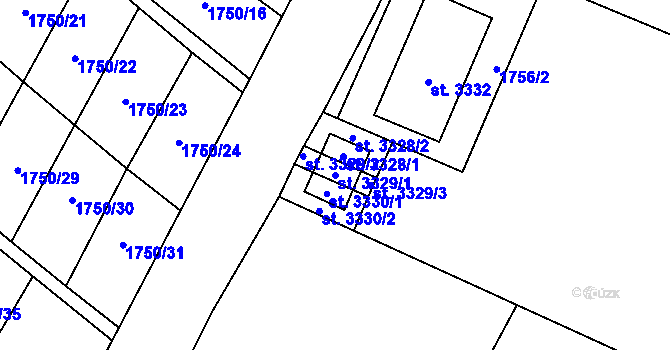 Parcela st. 3329/1 v KÚ Šumperk, Katastrální mapa