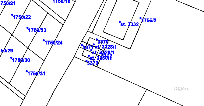 Parcela st. 3329/3 v KÚ Šumperk, Katastrální mapa