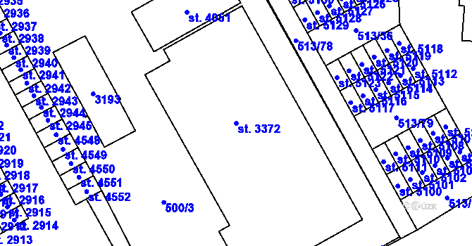 Parcela st. 3372 v KÚ Šumperk, Katastrální mapa