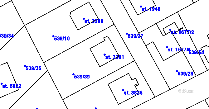 Parcela st. 3381 v KÚ Šumperk, Katastrální mapa