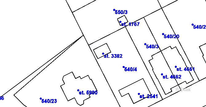 Parcela st. 3382 v KÚ Šumperk, Katastrální mapa
