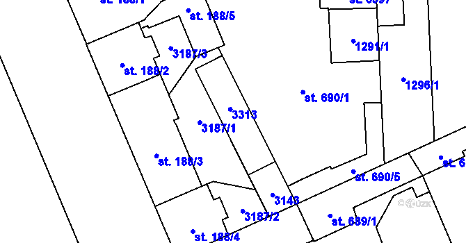 Parcela st. 3418 v KÚ Šumperk, Katastrální mapa
