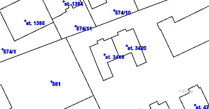 Parcela st. 3419 v KÚ Šumperk, Katastrální mapa