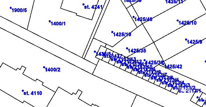 Parcela st. 3437 v KÚ Šumperk, Katastrální mapa