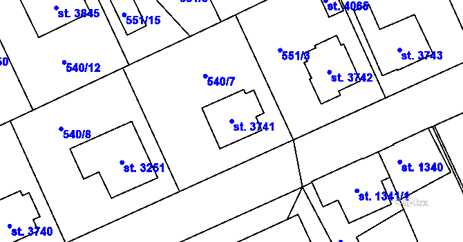 Parcela st. 3741 v KÚ Šumperk, Katastrální mapa