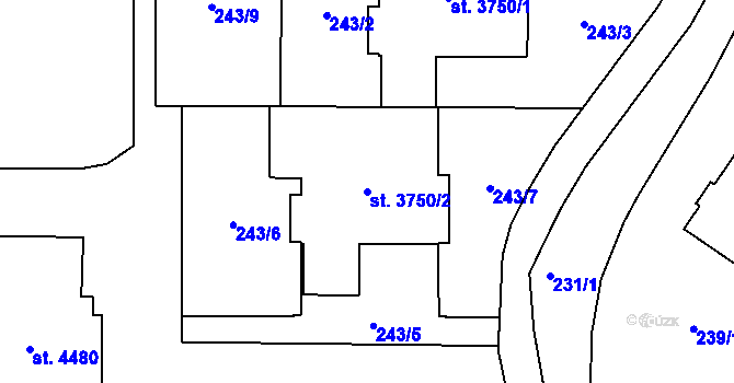 Parcela st. 3750/2 v KÚ Šumperk, Katastrální mapa