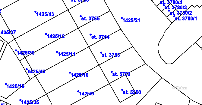 Parcela st. 3753 v KÚ Šumperk, Katastrální mapa