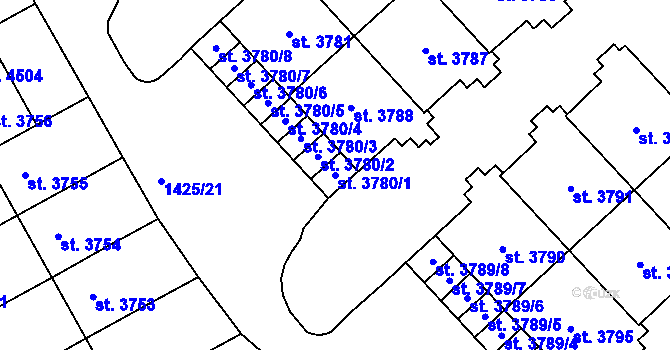 Parcela st. 3780/1 v KÚ Šumperk, Katastrální mapa