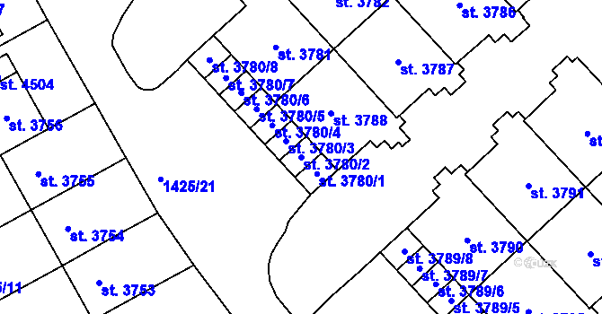 Parcela st. 3780/2 v KÚ Šumperk, Katastrální mapa