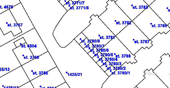 Parcela st. 3780/7 v KÚ Šumperk, Katastrální mapa
