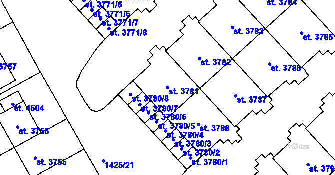 Parcela st. 3781 v KÚ Šumperk, Katastrální mapa