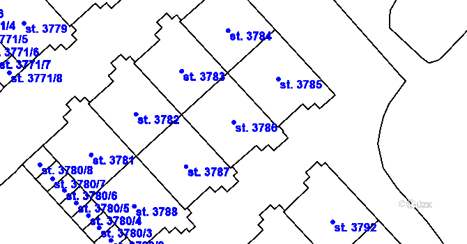 Parcela st. 3786 v KÚ Šumperk, Katastrální mapa