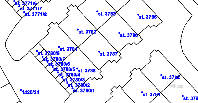 Parcela st. 3787 v KÚ Šumperk, Katastrální mapa