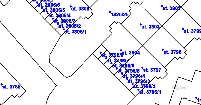 Parcela st. 3796/8 v KÚ Šumperk, Katastrální mapa