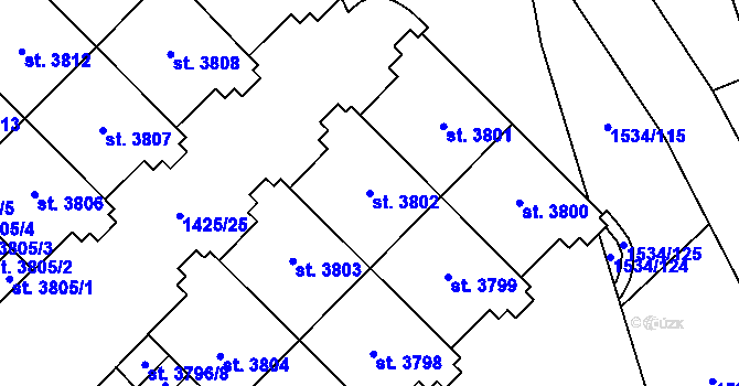 Parcela st. 3802 v KÚ Šumperk, Katastrální mapa