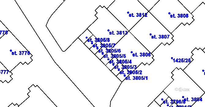 Parcela st. 3805/5 v KÚ Šumperk, Katastrální mapa