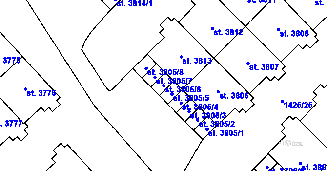 Parcela st. 3805/6 v KÚ Šumperk, Katastrální mapa