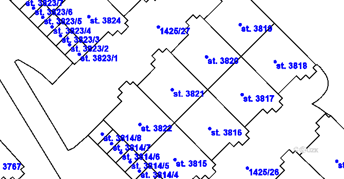Parcela st. 3821 v KÚ Šumperk, Katastrální mapa