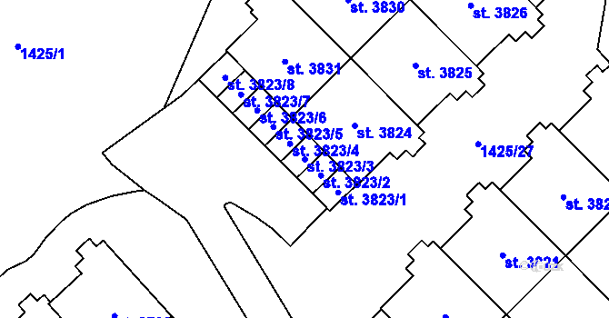 Parcela st. 3823/3 v KÚ Šumperk, Katastrální mapa