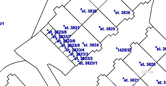 Parcela st. 3824 v KÚ Šumperk, Katastrální mapa