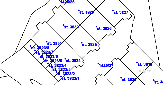 Parcela st. 3825 v KÚ Šumperk, Katastrální mapa