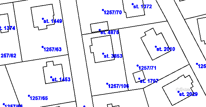 Parcela st. 3853 v KÚ Šumperk, Katastrální mapa