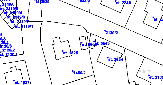 Parcela st. 3863 v KÚ Šumperk, Katastrální mapa