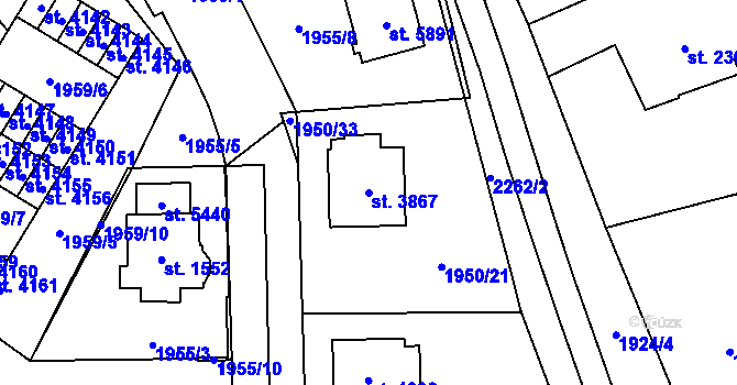 Parcela st. 3867 v KÚ Šumperk, Katastrální mapa