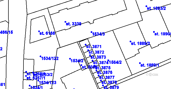 Parcela st. 3871 v KÚ Šumperk, Katastrální mapa