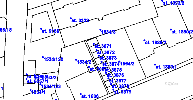 Parcela st. 3872 v KÚ Šumperk, Katastrální mapa