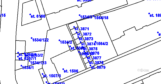 Parcela st. 3874 v KÚ Šumperk, Katastrální mapa