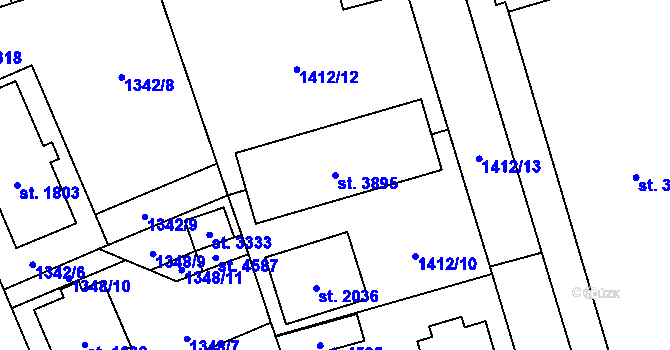 Parcela st. 3895 v KÚ Šumperk, Katastrální mapa