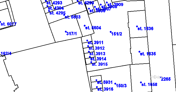 Parcela st. 3912 v KÚ Šumperk, Katastrální mapa