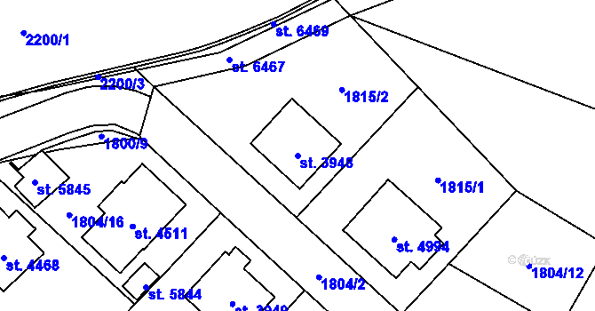 Parcela st. 3948 v KÚ Šumperk, Katastrální mapa