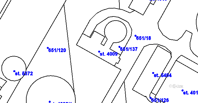 Parcela st. 4009 v KÚ Šumperk, Katastrální mapa