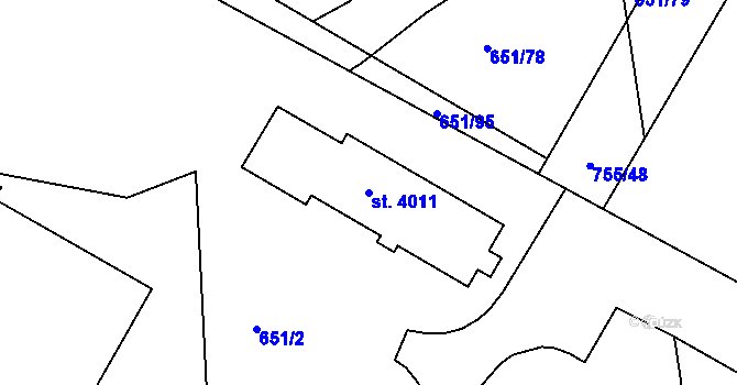 Parcela st. 4011 v KÚ Šumperk, Katastrální mapa