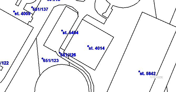 Parcela st. 4014 v KÚ Šumperk, Katastrální mapa