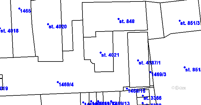 Parcela st. 4021 v KÚ Šumperk, Katastrální mapa