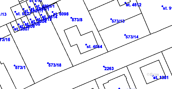 Parcela st. 4054 v KÚ Šumperk, Katastrální mapa