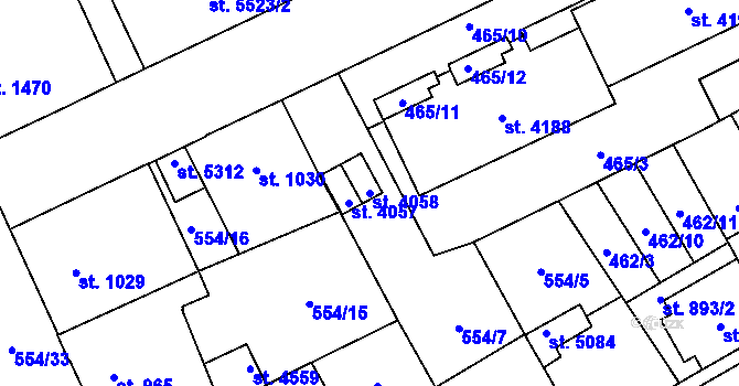 Parcela st. 4058 v KÚ Šumperk, Katastrální mapa