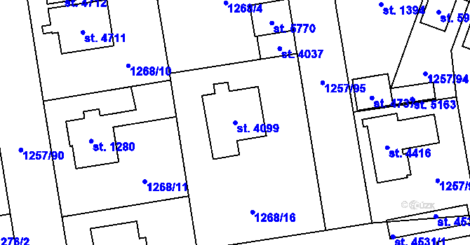 Parcela st. 4099 v KÚ Šumperk, Katastrální mapa