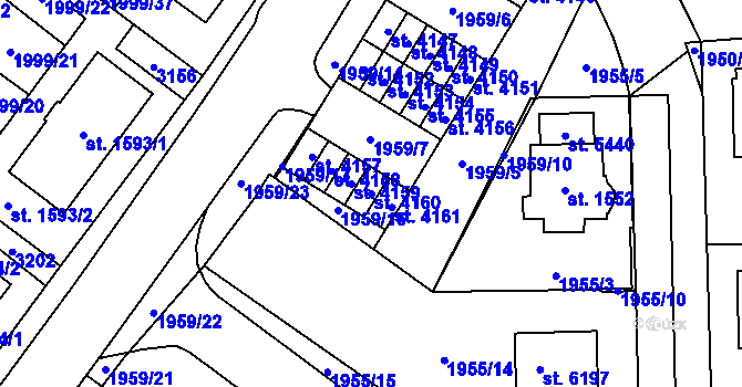 Parcela st. 4160 v KÚ Šumperk, Katastrální mapa