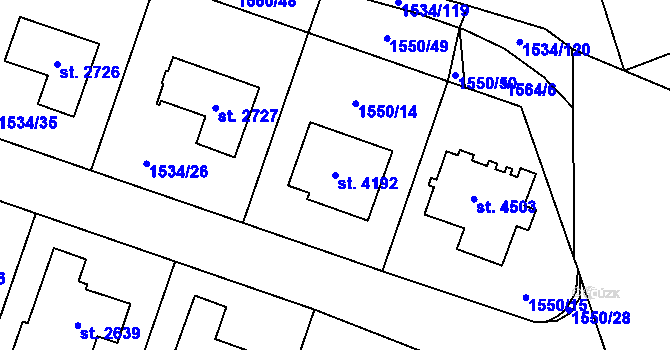 Parcela st. 4192 v KÚ Šumperk, Katastrální mapa