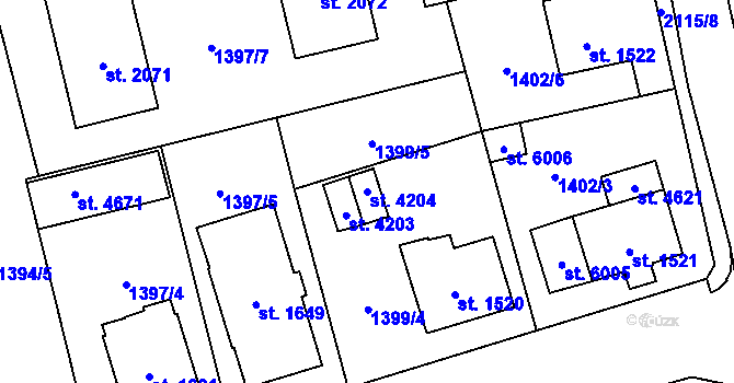 Parcela st. 4204 v KÚ Šumperk, Katastrální mapa